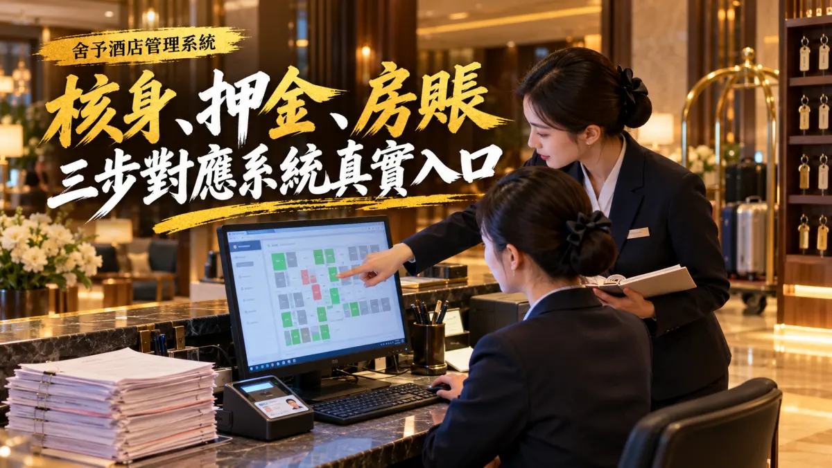 酒店收銀系統操作流程視頻:入住核身、房賬結算、押金管理三步核對